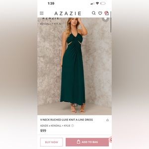 AZAZIE x KENDALL x KYLIE V-NECK RUCHED LUXE KNIT A-LINE DRESS